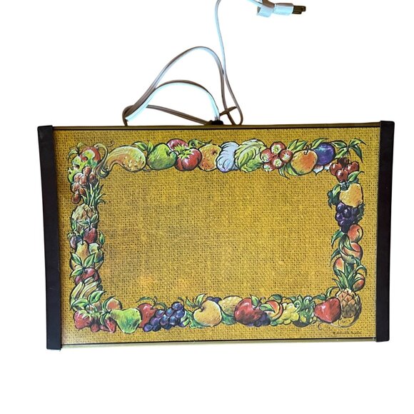 Vintage Electric Food Warmer Tray Hot Plate Fruit Border Design 17" x  11" x 1 1 - Picture 5 of 12